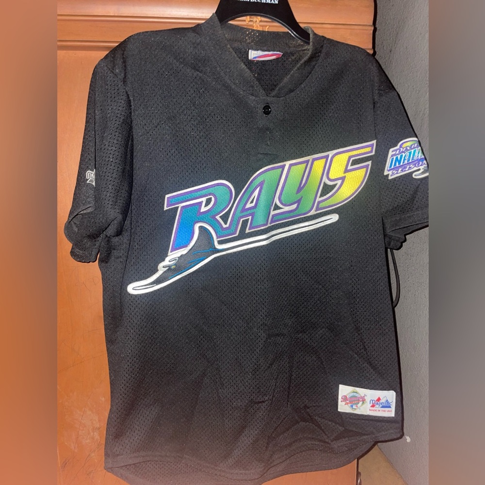 Tampa Bay Rays Vintage Jersey Majestic Inaugural 1998 Season Patch Size XL